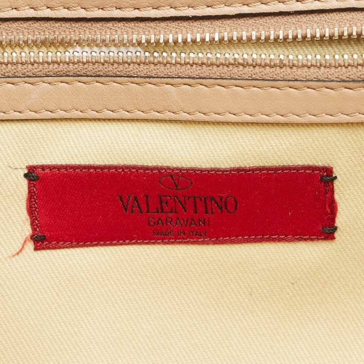 Pre Owned Valentino Beige Leather Medium Rockstud Glam Lock Shoulder Bag