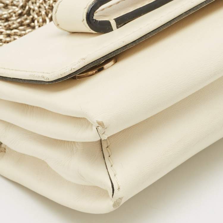 Pre Owned Valentino Ivory Leather Mini Va Va Voom Chain Clutch