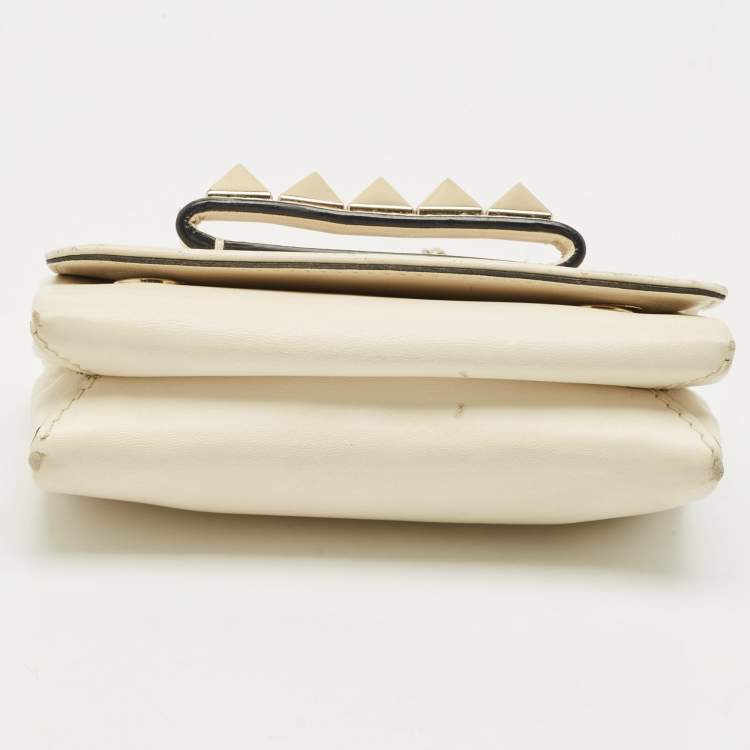 Pre Owned Valentino Ivory Leather Mini Va Va Voom Chain Clutch
