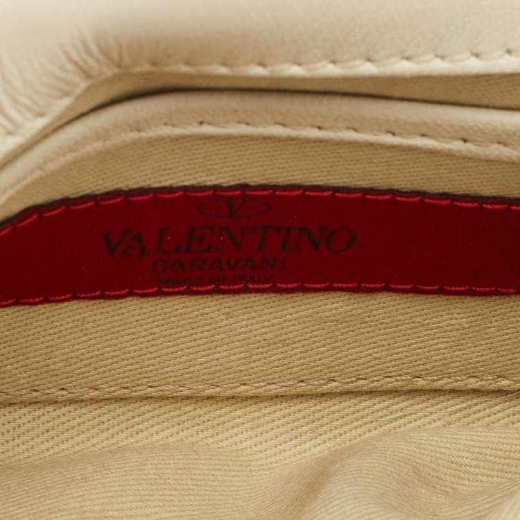 Pre Owned Valentino Ivory Leather Mini Va Va Voom Chain Clutch
