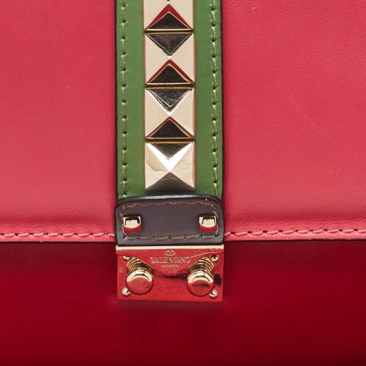 Pre Owned Valentino Multicolor Leather Medium Glam Lock Flap Chain Shoulder Bag