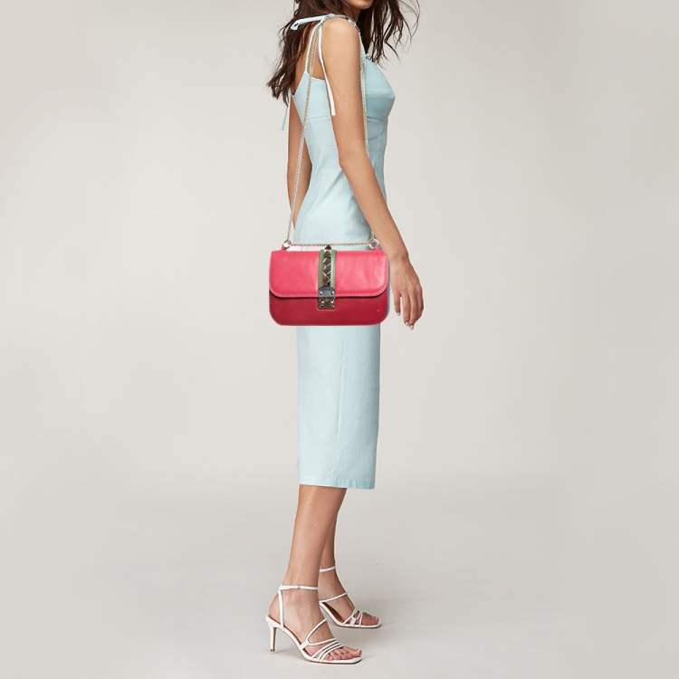 Pre Owned Valentino Multicolor Leather Medium Glam Lock Flap Chain Shoulder Bag