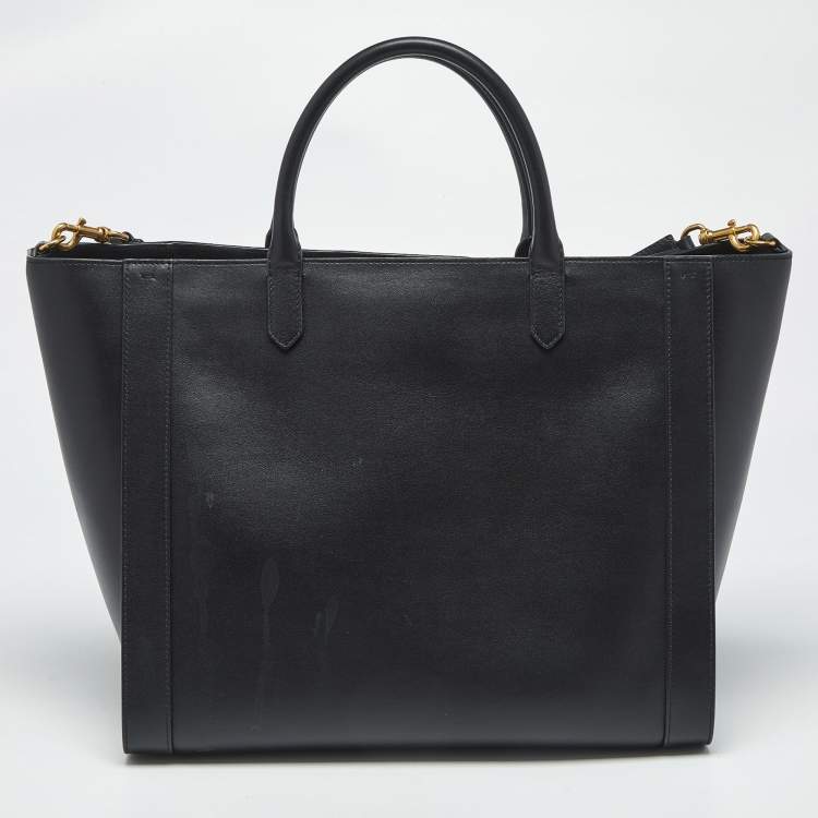 Pre Owned Valentino Black Leather VLogo Signature Tote