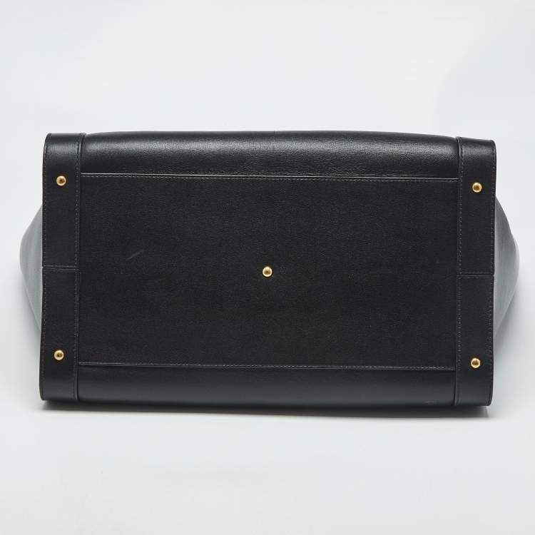 Pre Owned Valentino Black Leather VLogo Signature Tote