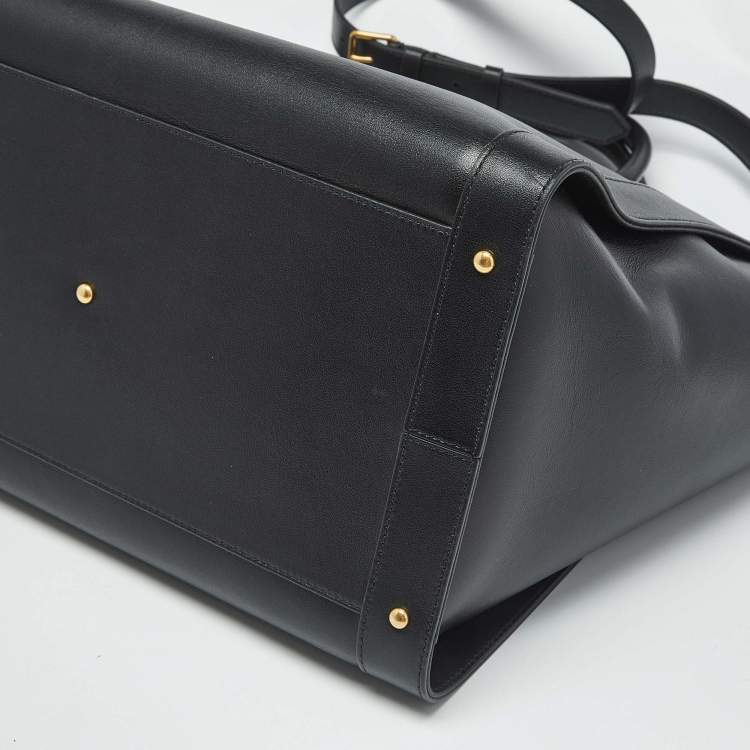 Pre Owned Valentino Black Leather VLogo Signature Tote