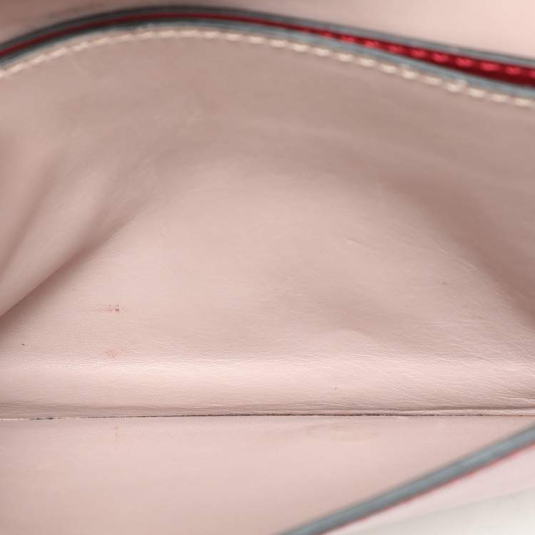 Pre Owned Valentino Burgundy Leather Rockstud Flap Wristlet Clutch