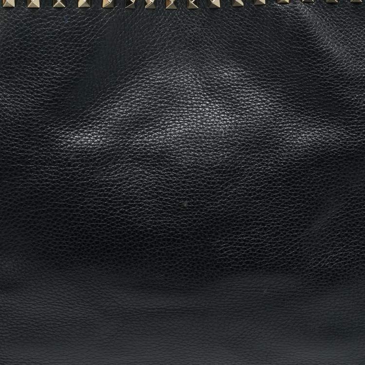 Pre Owned Valentino Black Leather Rockstud Shopper Tote