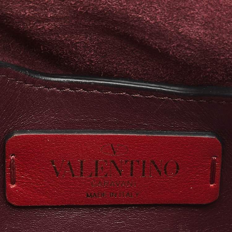Pre Owned Valentino Burgundy Leather Rockstud Flap Crossbody Bag