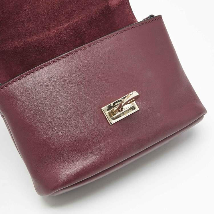 Pre Owned Valentino Burgundy Leather Rockstud Flap Crossbody Bag