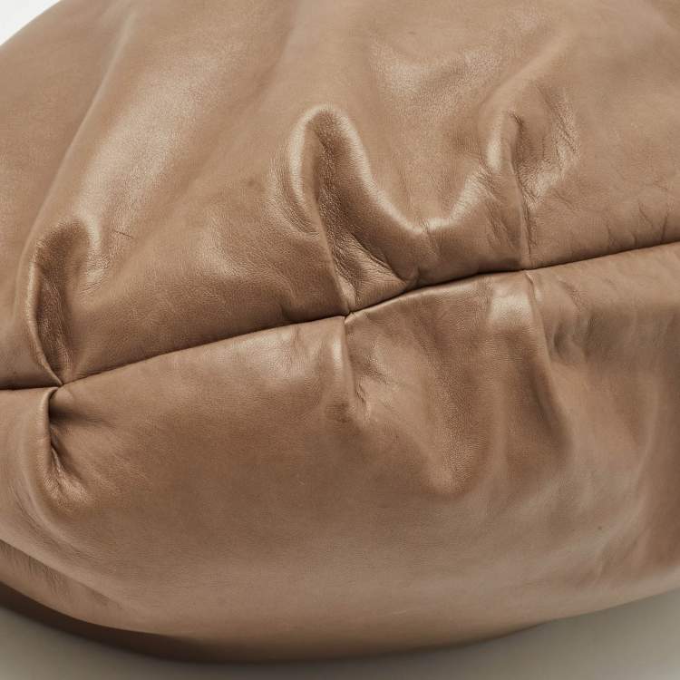 Pre Owned Valentino Beige Leather Crystal Embellished Catch Hobo