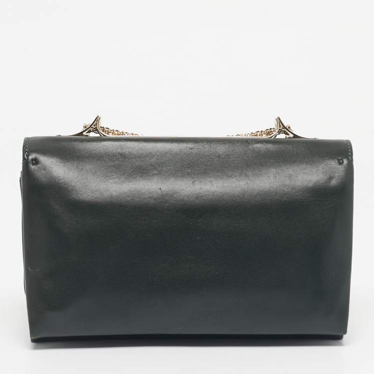 Pre Owned Valentino Green Leather Rockstud Va Va Voom Chain Shoulder Bag