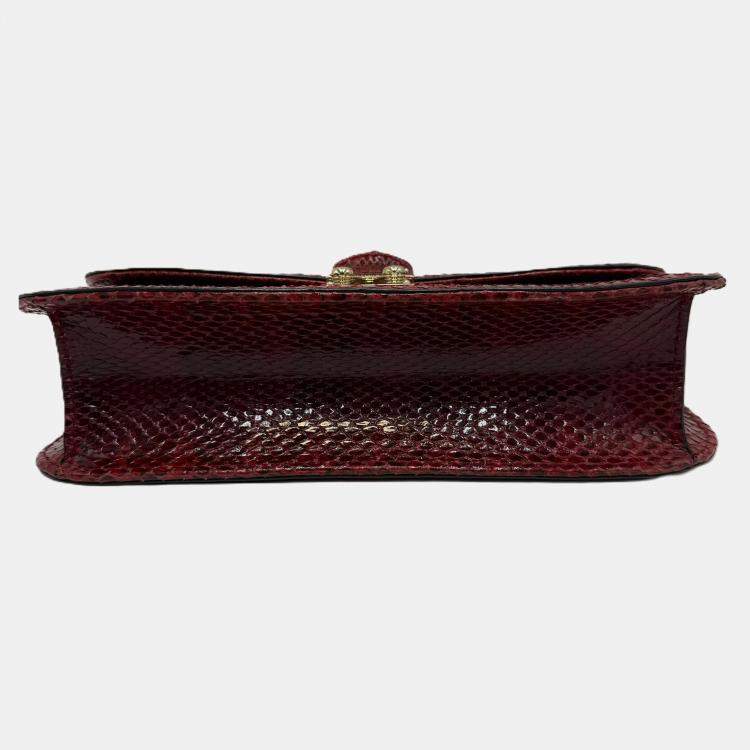 Pre Owned Valentino Red Rockstud Python Small Glam Lock Flap Bag