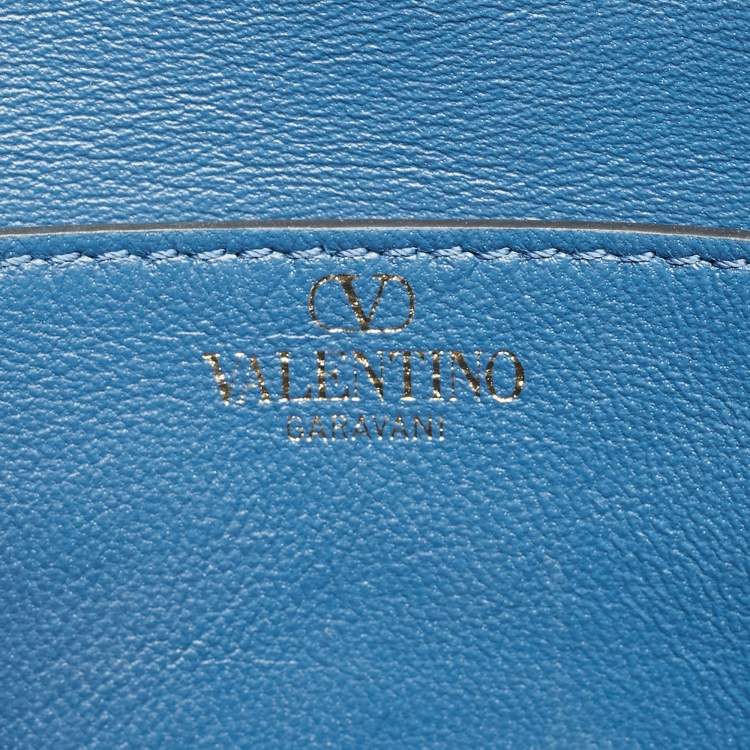 Pre Owned Valentino Blue Denim and Leather VLogo Shoulder Bag