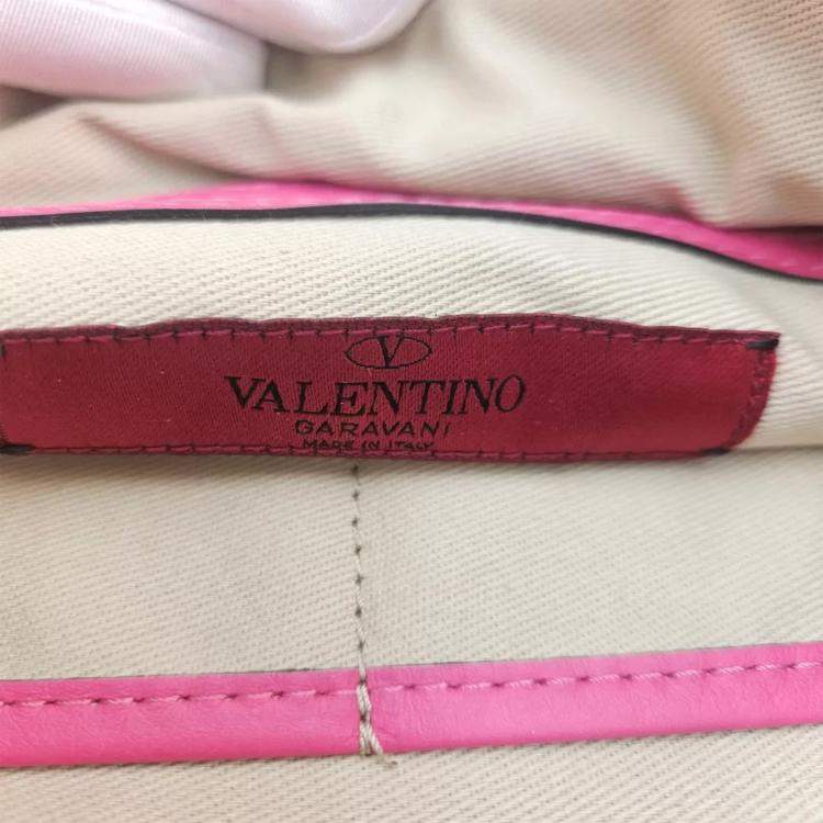 Pre Owned Valentino Rockstud Pink Leather Clutch Bag