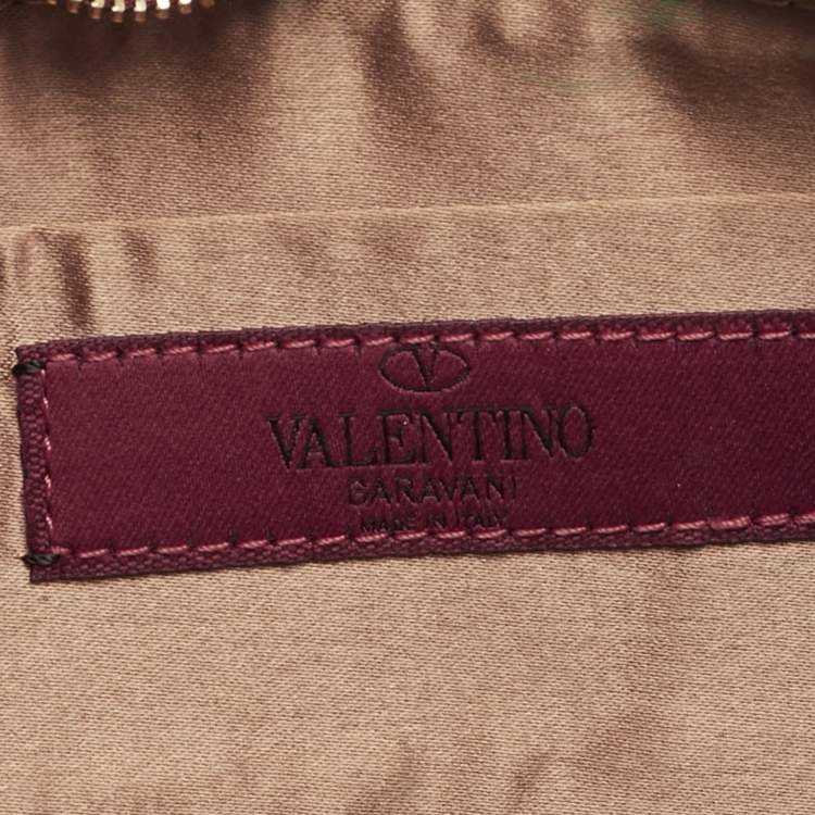 Pre Owned Valentino Burgundy Satin Bow Clutch