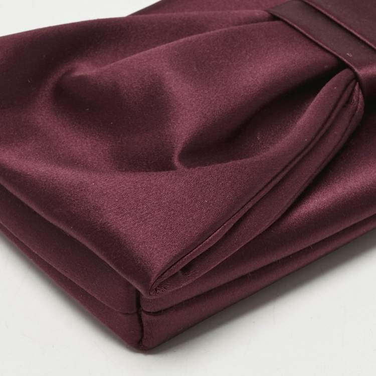Pre Owned Valentino Burgundy Satin Bow Clutch