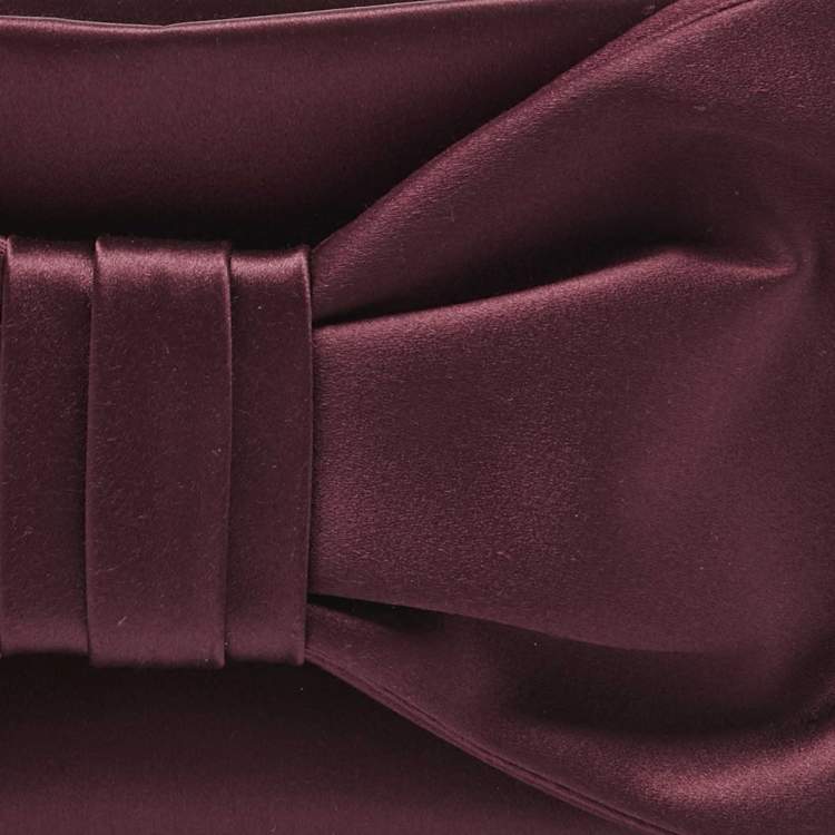 Pre Owned Valentino Burgundy Satin Bow Clutch