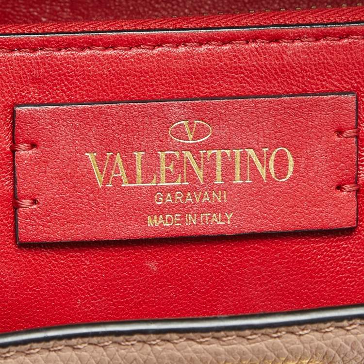Pre Owned Valentino Beige Leather Small VSling Top Handle Bag
