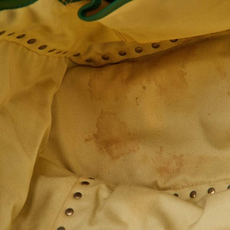 Pre Owned Valentino Green Soft Leather Rockstud Flap Top Handle Bag