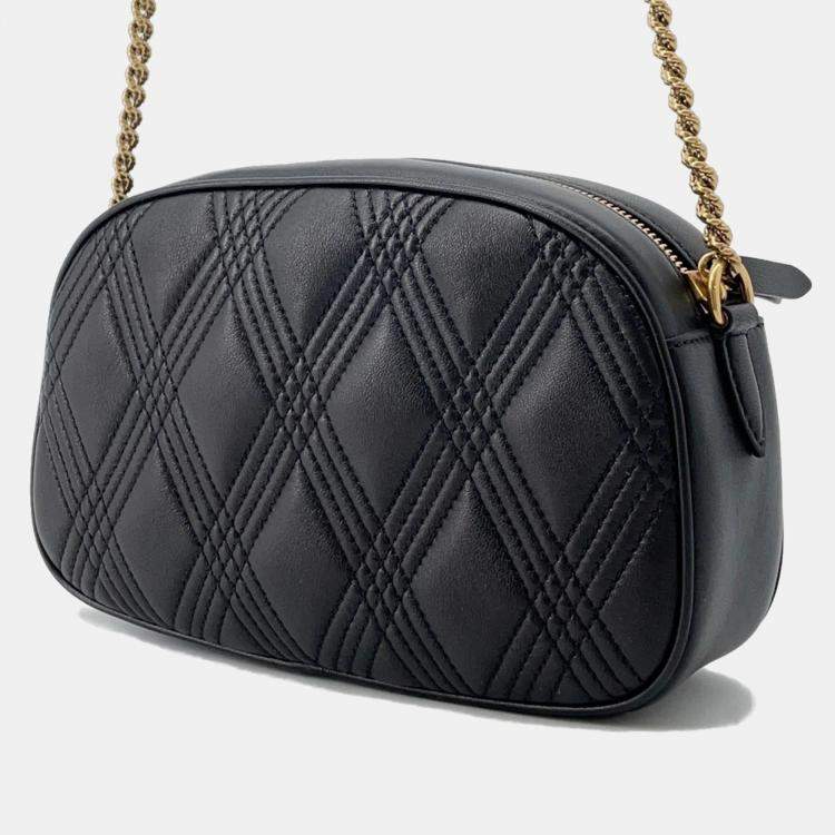 Pre Owned Valentino Garavani Quilty 67 Medium Black Leather Zip-Up Shoulder Bag