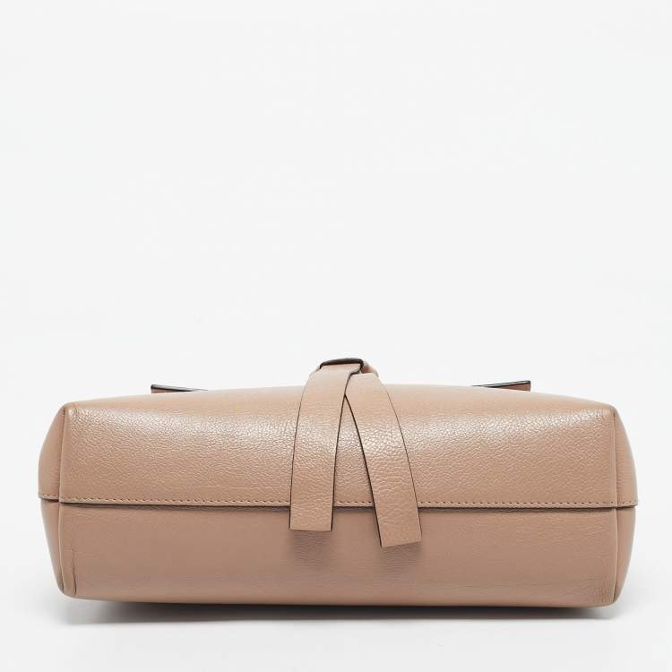 Pre Owned Valentino Beige Leather Vring Top Handle Bag