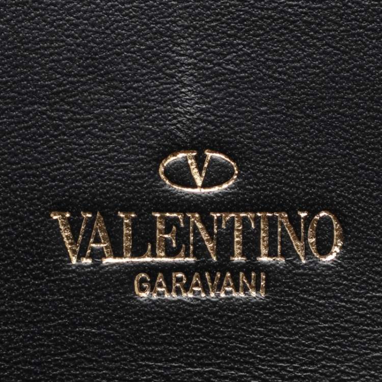 Pre Owned Valentino Black Leather Rockstud Wristlet Clutch