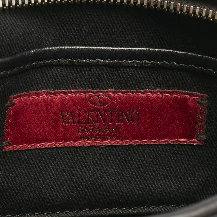 Pre Owned Valentino Black Leather Rockstud Camera Crossbody Bag