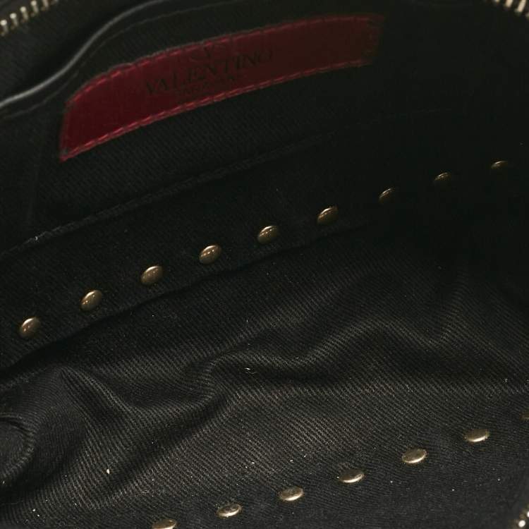 Pre Owned Valentino Black Leather Rockstud Camera Crossbody Bag
