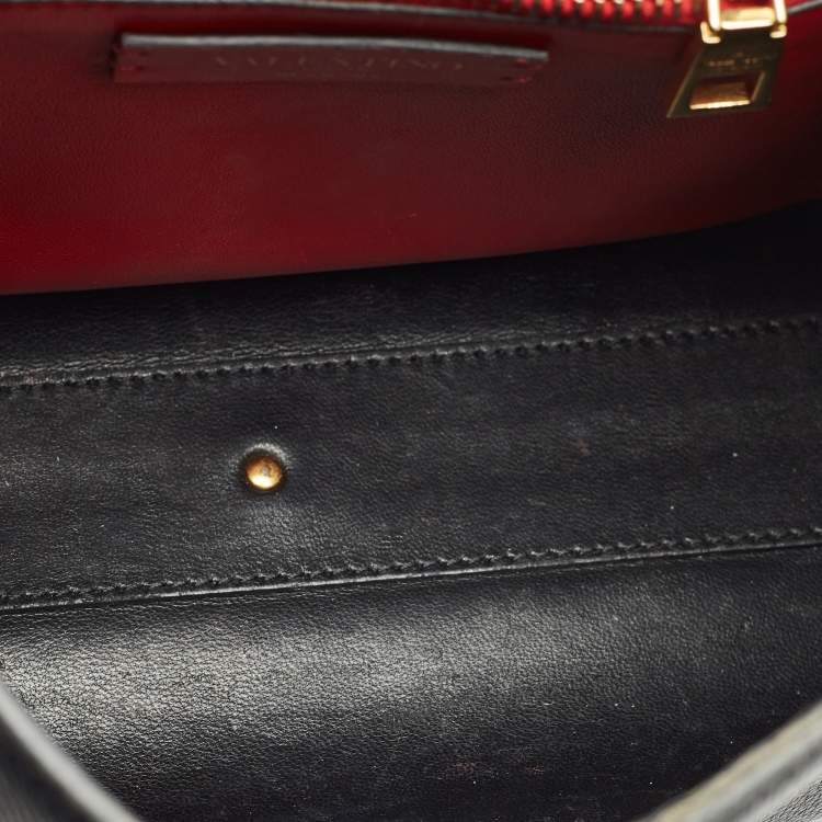 Pre Owned Valentino Black Leather Small VSling Top Handle Bag