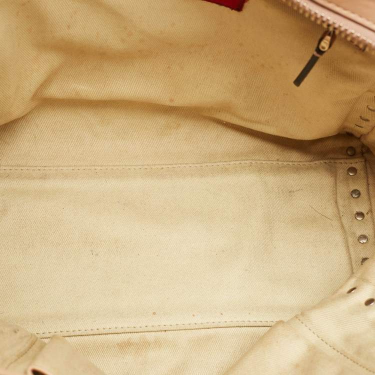 Pre Owned Valentino Beige Leather Medium Rockstud Trapeze Tote