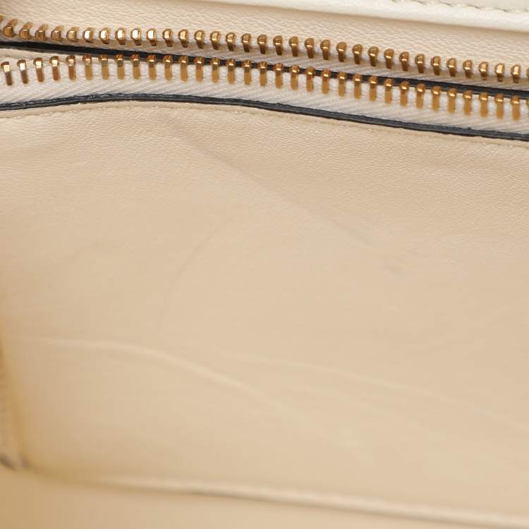 Pre Owned Valentino White Leather Roman Stud Top Handle Bag