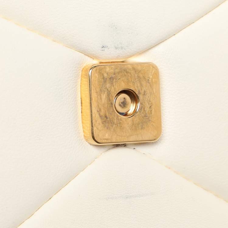 Pre Owned Valentino White Leather Roman Stud Top Handle Bag