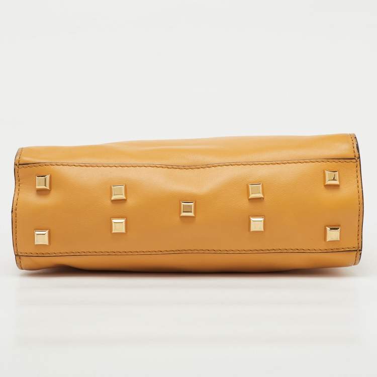 Pre Owned Valentino Mustard Yellow Leather My Rockstud Flap Top Handle Bag
