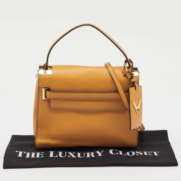 Pre Owned Valentino Mustard Yellow Leather My Rockstud Flap Top Handle Bag