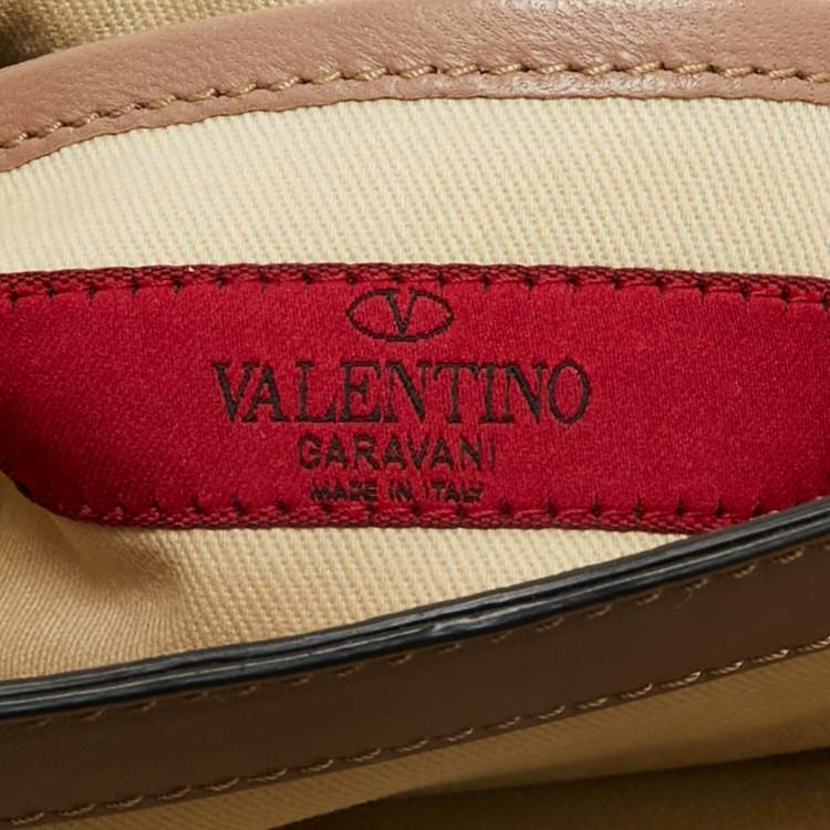 Pre Owned Valentino Beige Leather Bow Chain Shoulder Bag