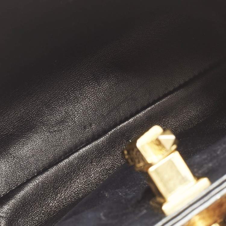 Pre Owned Valentino Gold Python Small Roman Stud Top Handle Bag