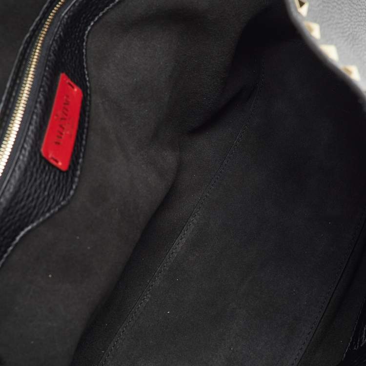 Pre Owned Valentino Black Leather Rockstud Shopper Tote