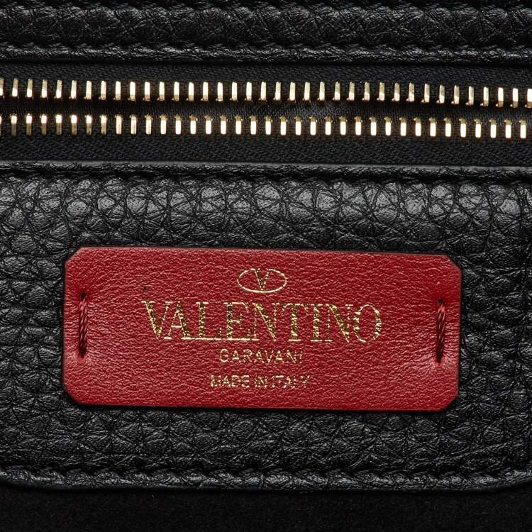 Pre Owned Valentino Black Leather Rockstud Shopper Tote