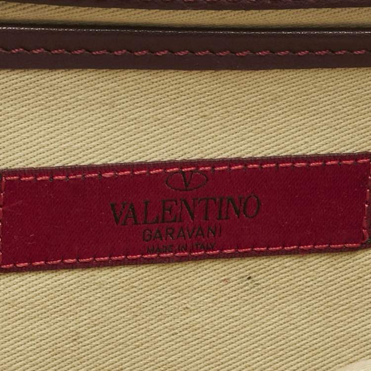 Pre Owned Valentino Burgundy Leather Va Va Voom Chain Clutch