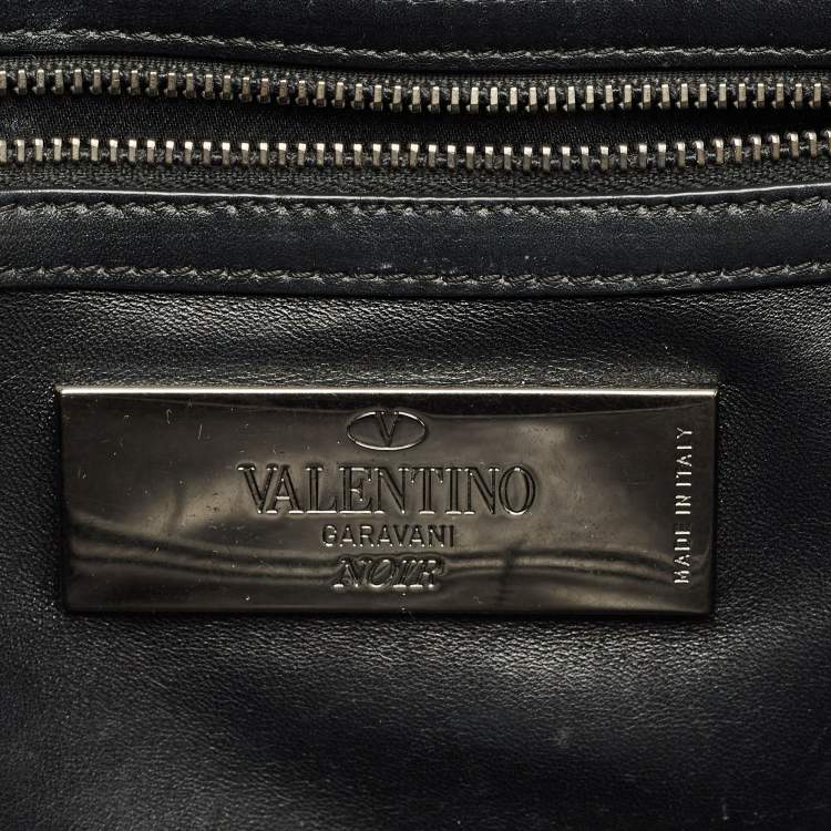 Pre Owned Valentino Black Leather Large Noir Edition Glam Lock Flap Bag