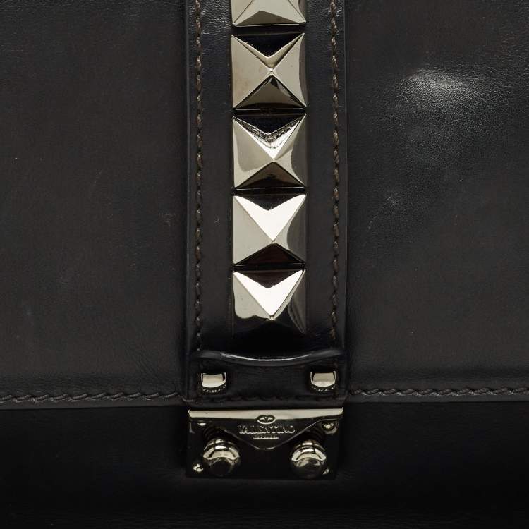 Pre Owned Valentino Black Leather Large Noir Edition Glam Lock Flap Bag