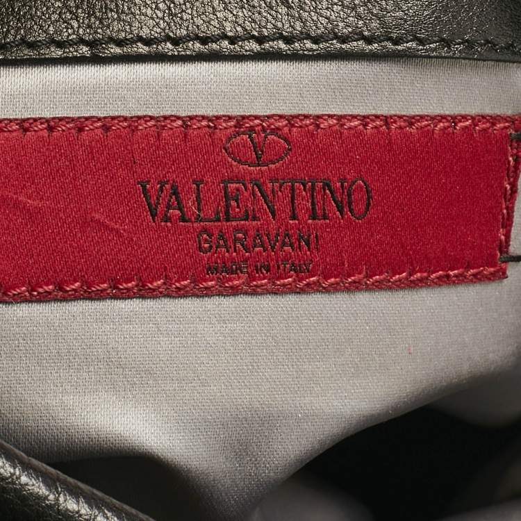 Pre Owned Valentino Black Leather Catch Crystals Hobo