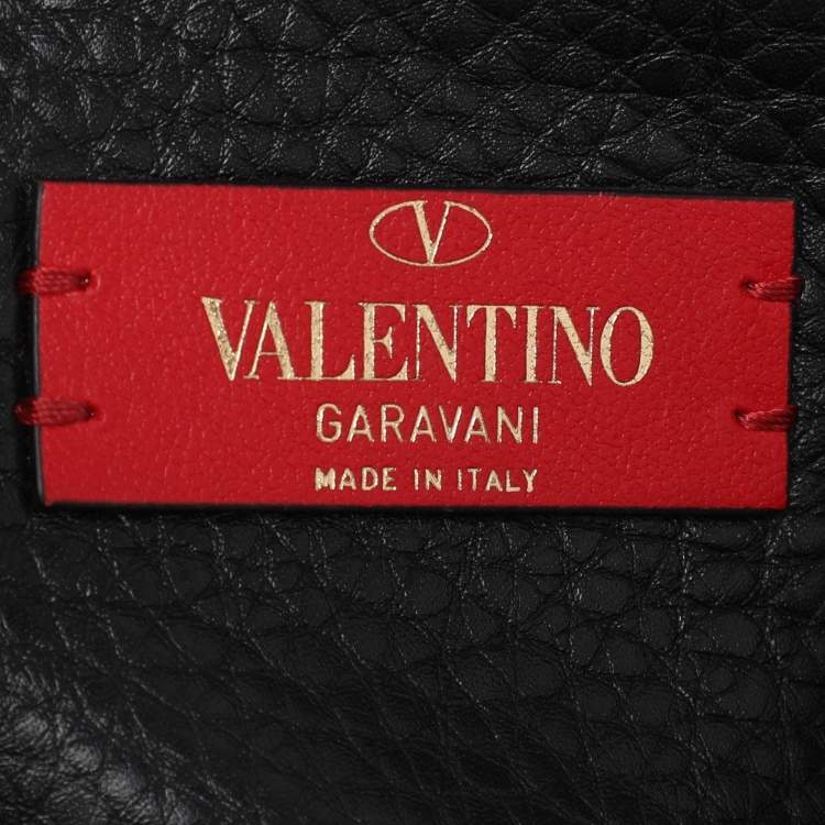 Pre Owned Valentino Black Leather Rockstud Wristlet Clutch