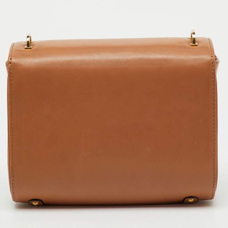 Pre Owned Valentino Tan Leather Stud Sign Flap Shoulder Bag