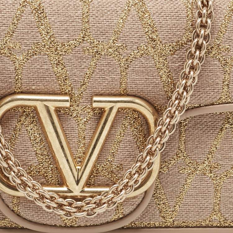 Pre Owned Valentino Dusty Pink Iconographe Canvas Loco Flap Bag