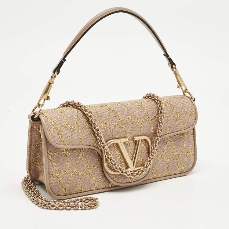 Pre Owned Valentino Dusty Pink Iconographe Canvas Loco Flap Bag