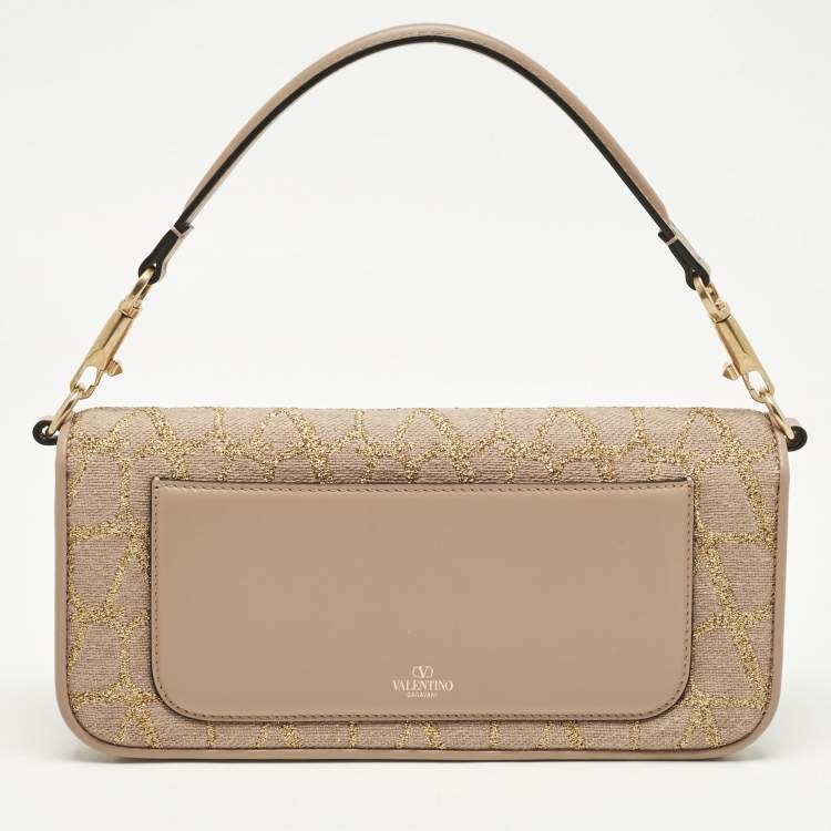 Pre Owned Valentino Dusty Pink Iconographe Canvas Loco Flap Bag