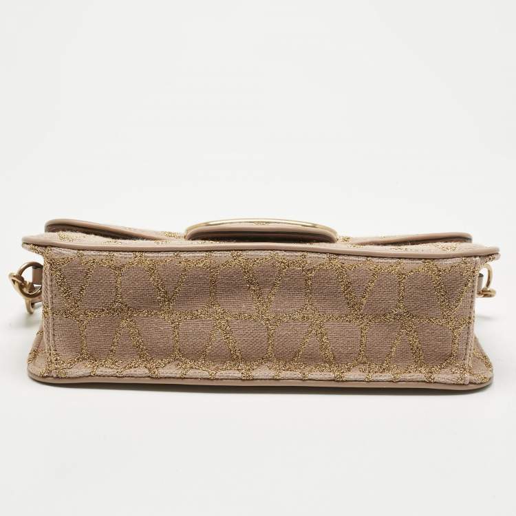 Pre Owned Valentino Dusty Pink Iconographe Canvas Loco Flap Bag