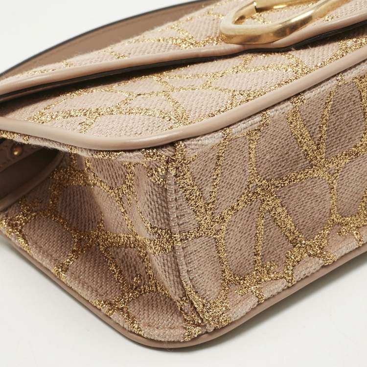 Pre Owned Valentino Dusty Pink Iconographe Canvas Loco Flap Bag