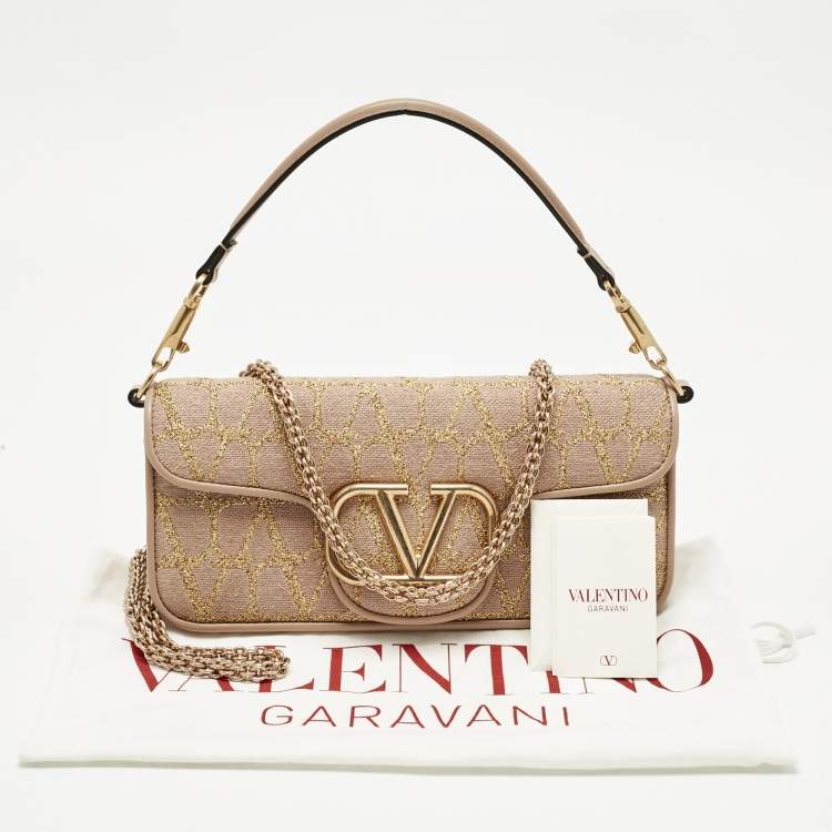 Pre Owned Valentino Dusty Pink Iconographe Canvas Loco Flap Bag